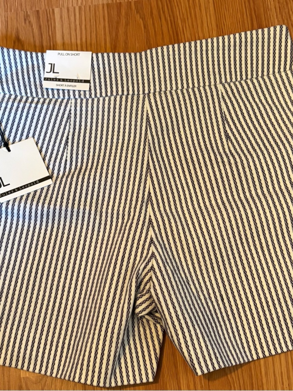 Jules & Leopold Navy and White Striped Shorts with JL Tag - Picture 5 of 7